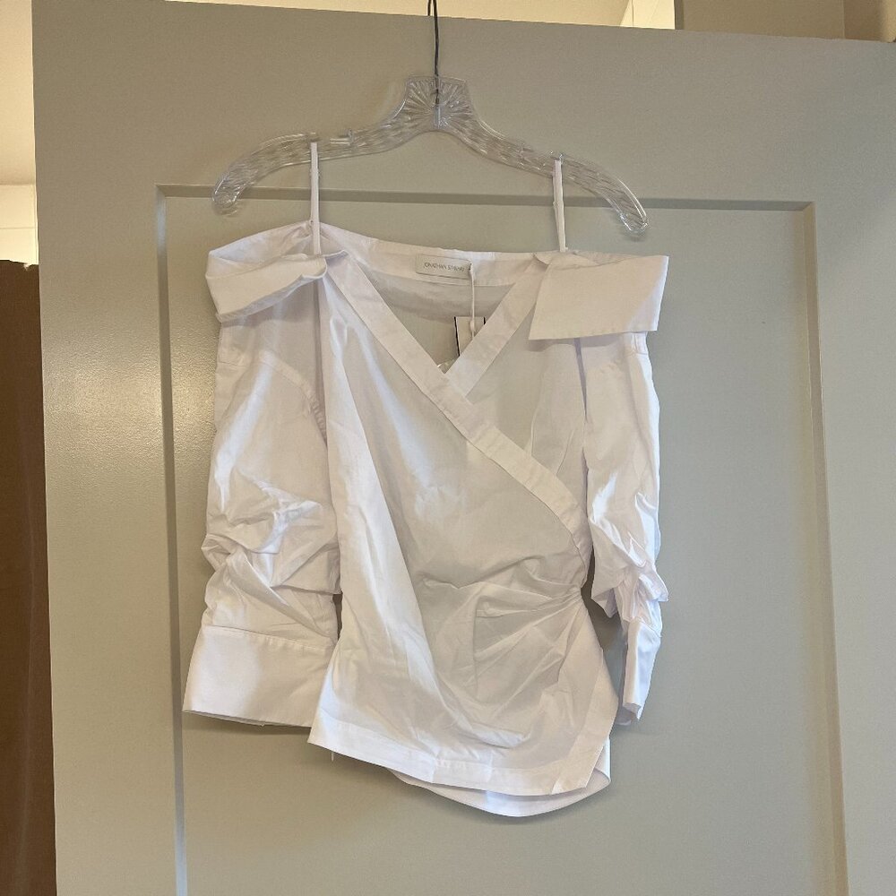 Jonathan Simkhai, Size S, White Off-the-Shoulder Fitted Blouse